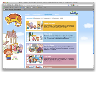 website design for animation series shown on RTE
